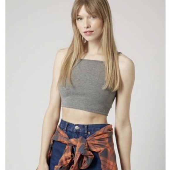 Topshop Gray Ribbed Crop Top - Picture 1 of 10